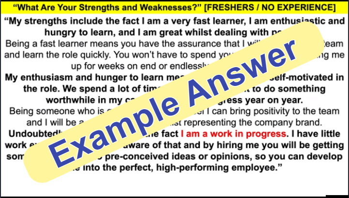 What are your Strengths and Weaknesses for Freshers