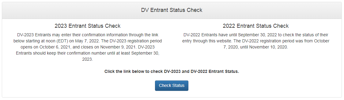 DV Lottery Status Check
