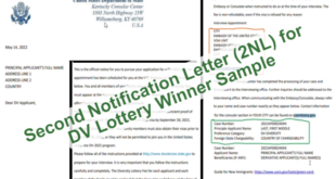 Second Notification Letter for DV winner Sample