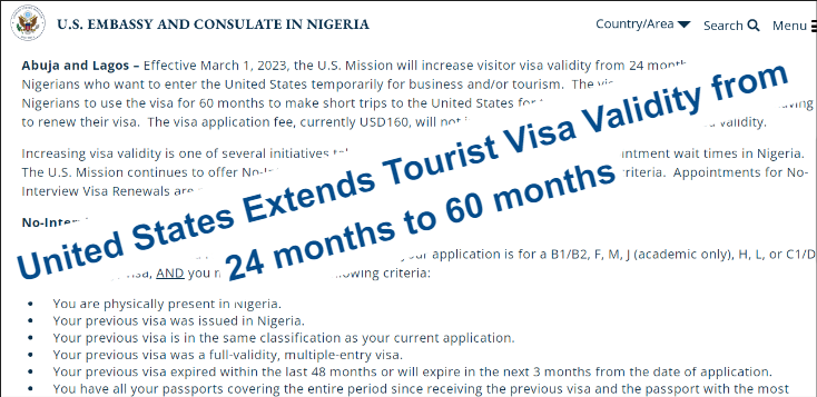 United States extends Tourist Visa validity