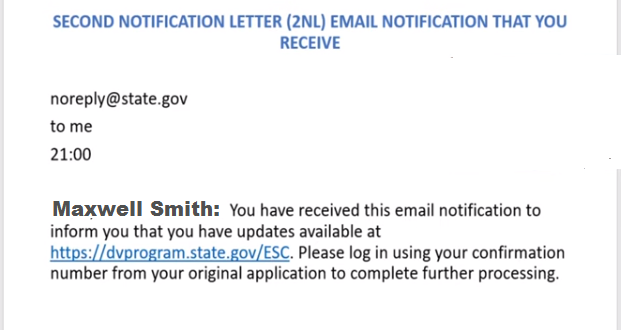sample email of second notification letter notification