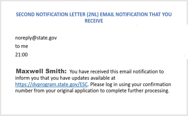 sample email of second notification letter notification