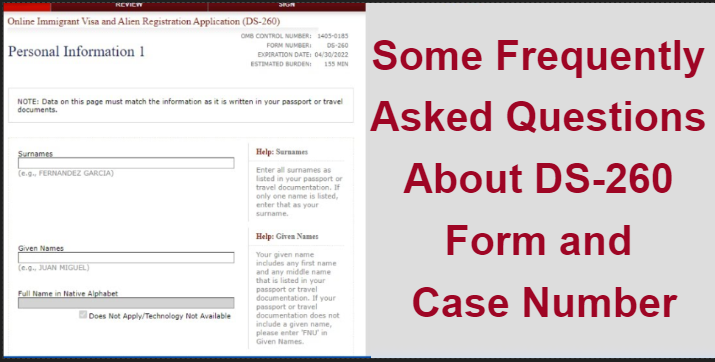 About DS-260 Form and Case Number