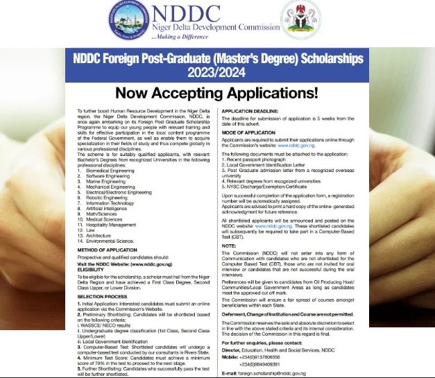 NDDC Foreign Postgraduate Scholarship