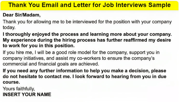 Thank you email and letter for job interviews sample