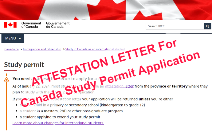 ATTESTATION LETTER For Canada Study Permit Application