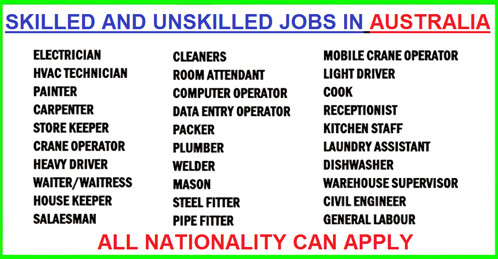 Find and Apply Skilled and Unskilled Jobs in Australia